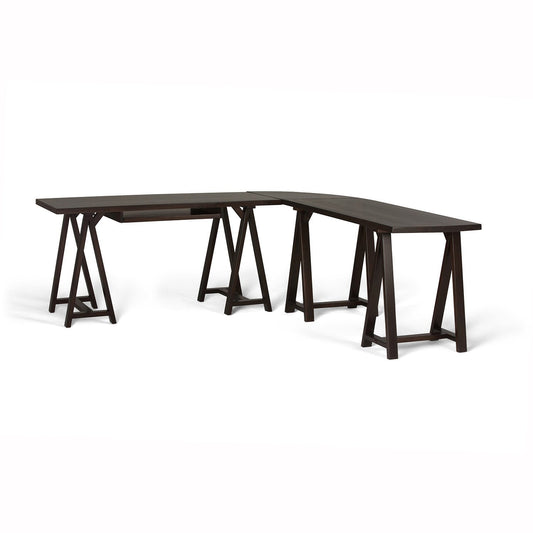 Dark Chestnut Brown | Sawhorse 84 inch L-Shape Corner Desk