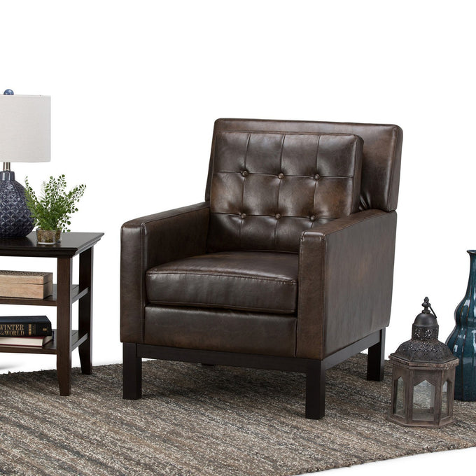 Distressed Brown Distressed Vegan Leather | Carrigan Club Chair