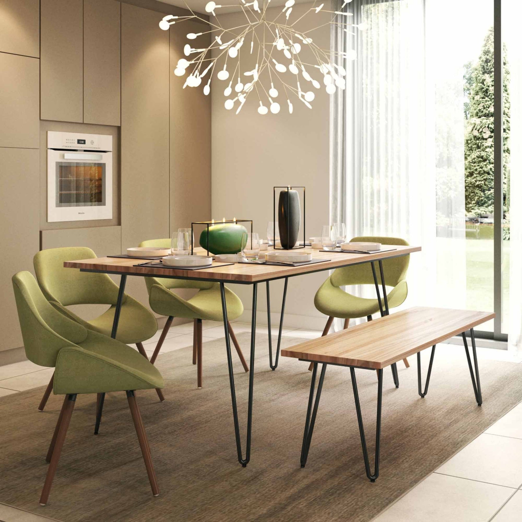 Acid Green 6 Piece Set | Malden IV 6 Piece Dining Set with Bench