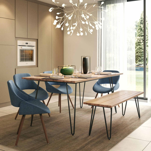 Denim Blue 6 Piece Set | Malden IV 6 Piece Dining Set with Bench