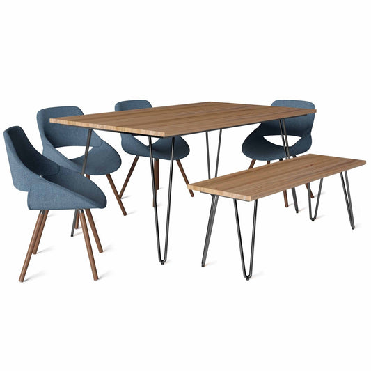 Denim Blue 6 Piece Set | Malden IV 6 Piece Dining Set with Bench