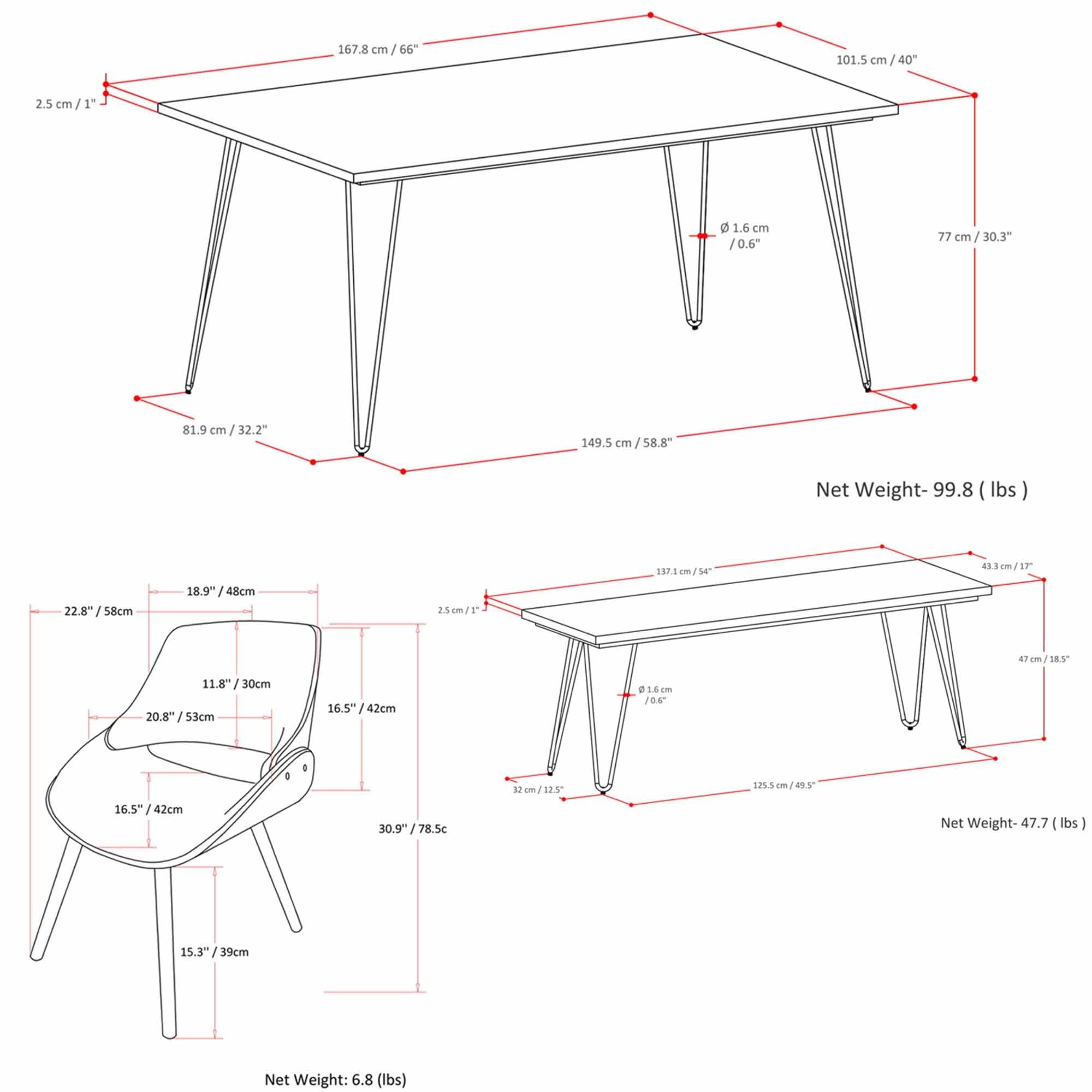 Denim Blue 6 Piece Set | Malden IV 6 Piece Dining Set with Bench