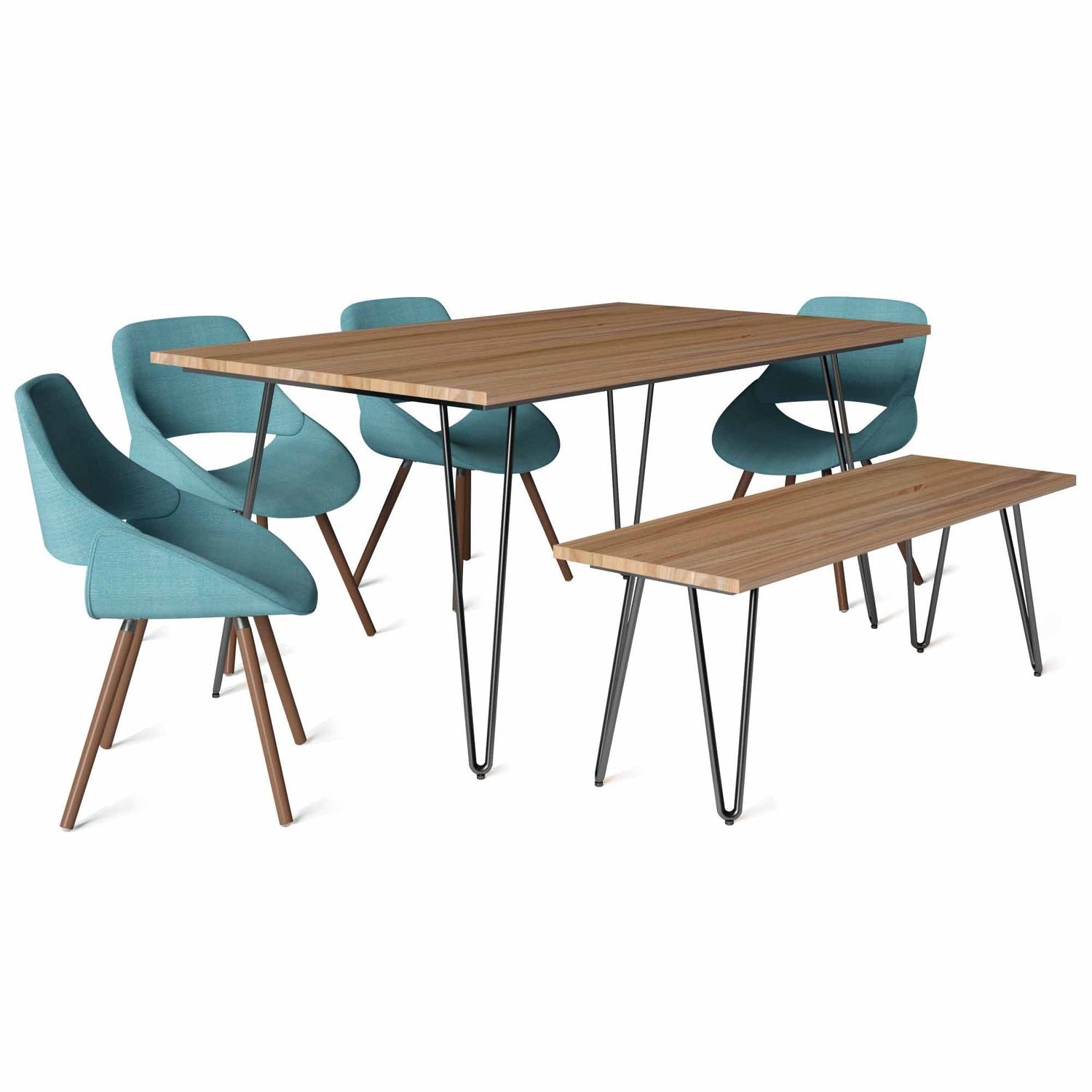 Turquoise Blue 6 Piece Set | Malden IV 6 Piece Dining Set with Bench