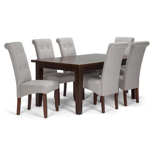 Cloud Grey Linen Style Fabric | Cosmopolitan Large 7 piece Dining Set