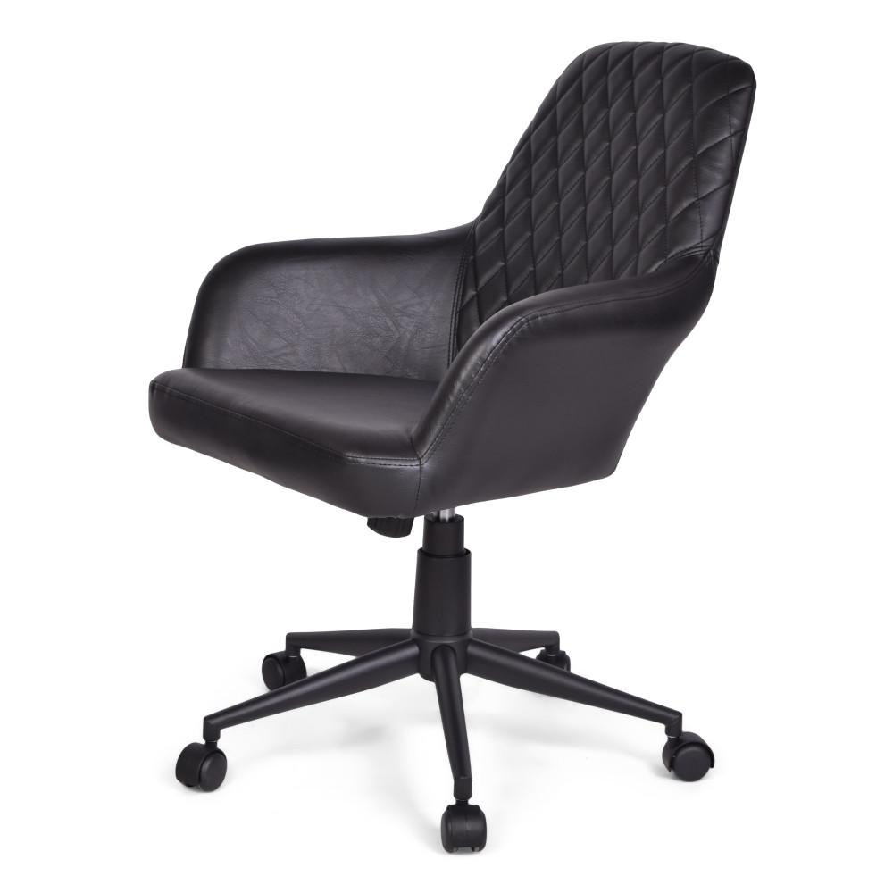 Distressed Black Distressed Vegan  Leather | Goodwin Swivel Office Chair