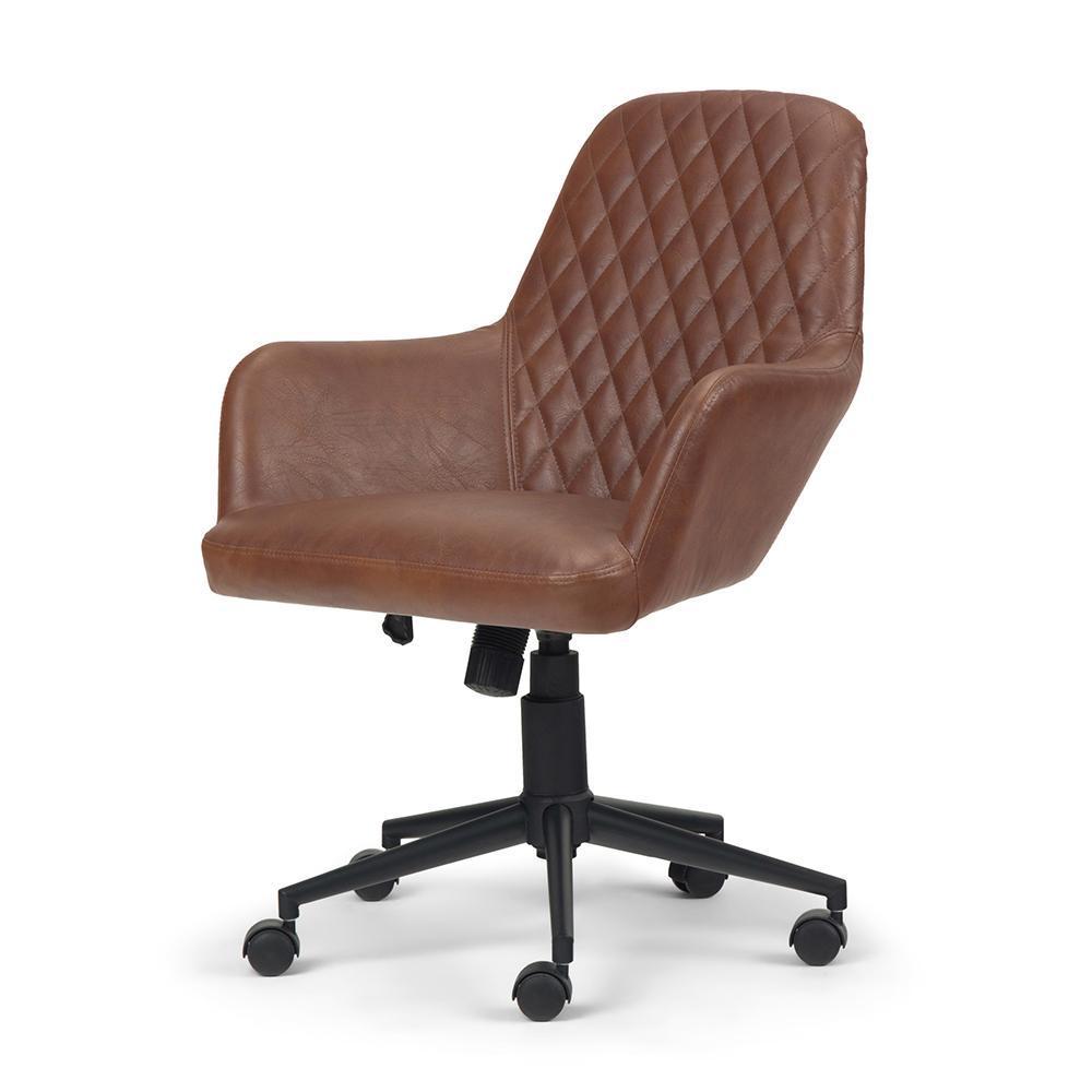 Distressed Cognac Distressed Vegan  Leather | Goodwin Swivel Office Chair