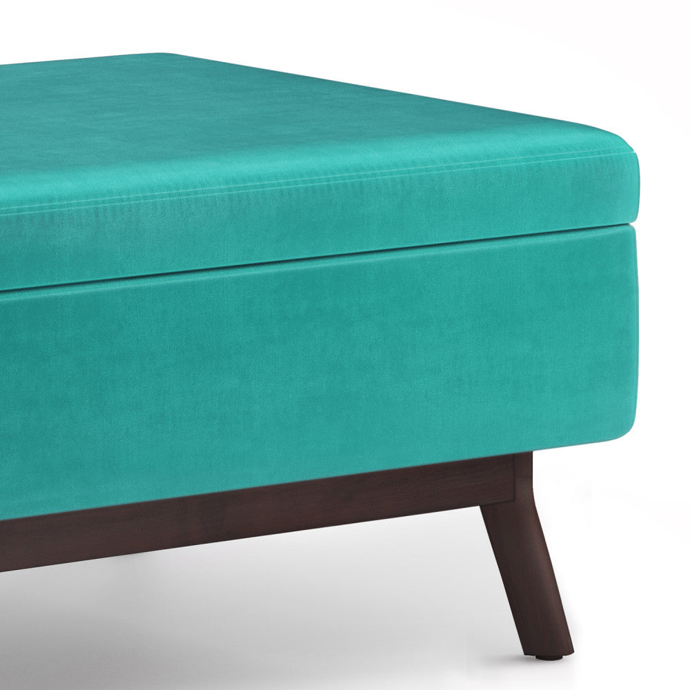 Owen Small Coffee Table Ottoman in Velvet Fabric