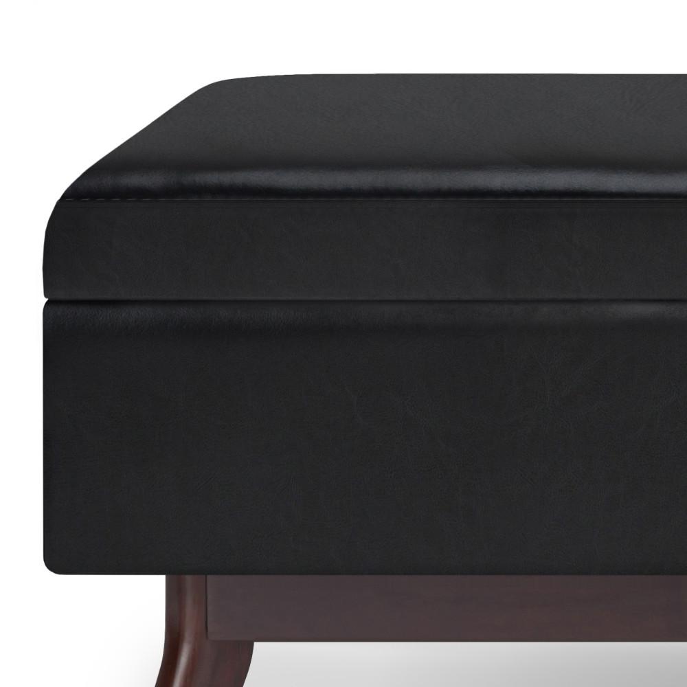 Midnight Black Vegan Leather | Owen Coffee Table Ottoman with Storage