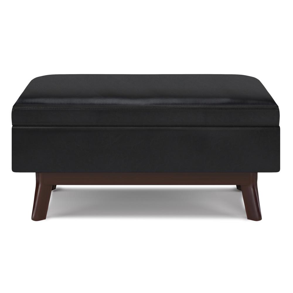 Midnight Black Vegan Leather | Owen Small Rectangular Storage Ottoman