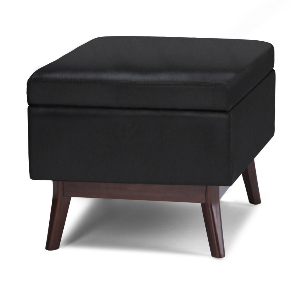 Midnight Black Vegan Leather | Owen Small Rectangular Storage Ottoman