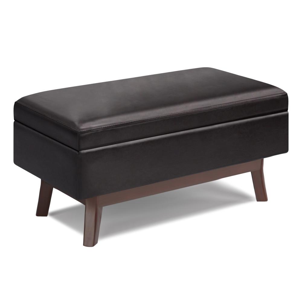 Tanners Brown Vegan Leather | Owen Small Rectangular Storage Ottoman