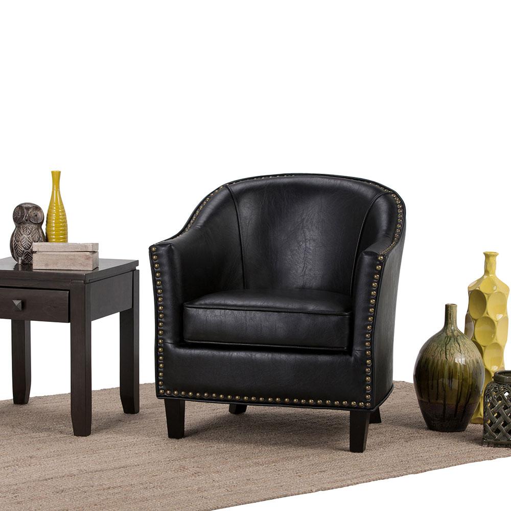 Distressed Black Distressed Vegan Leather | Kildare Tub Chair