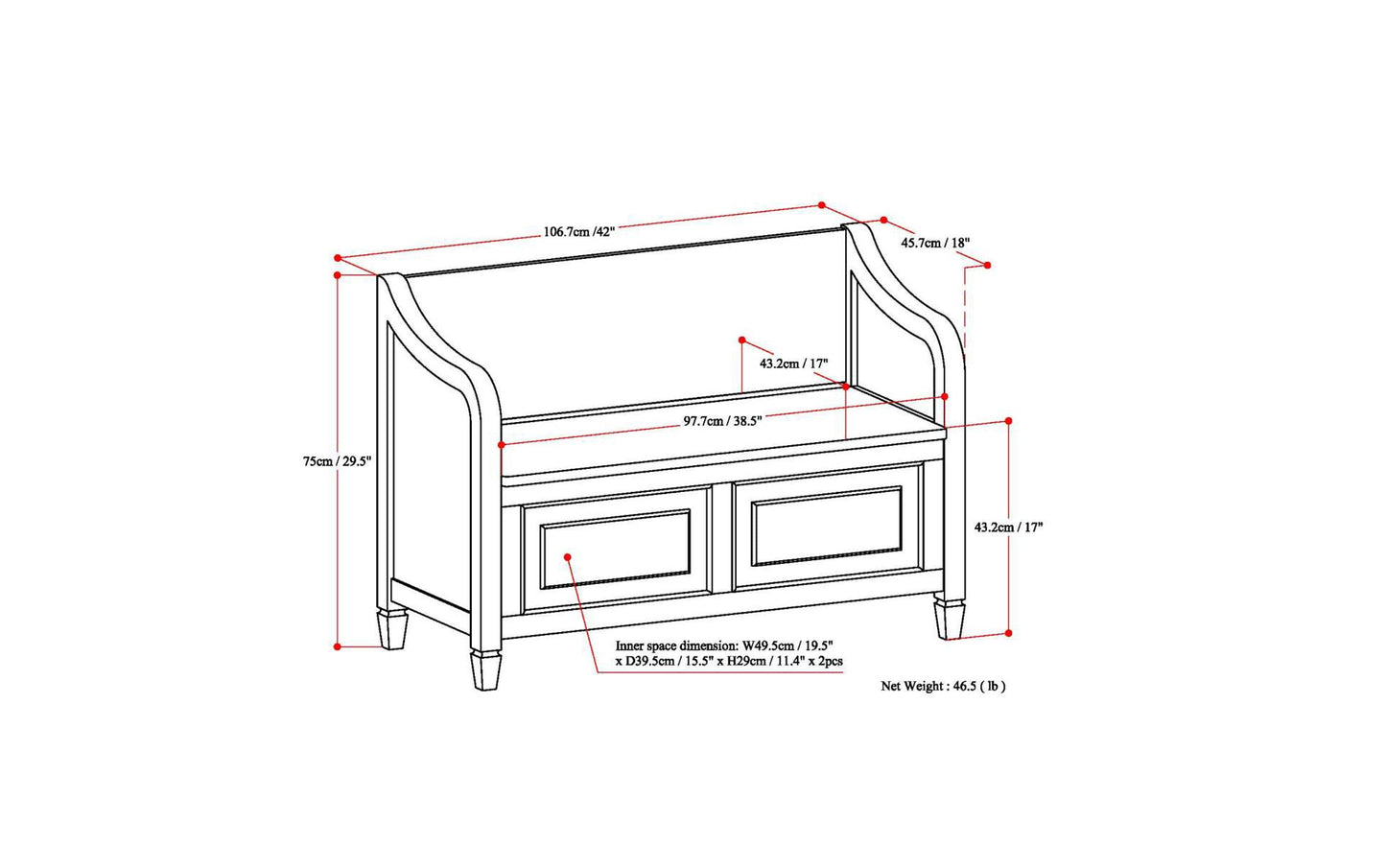 Antique White | Connaught Entryway Storage Bench