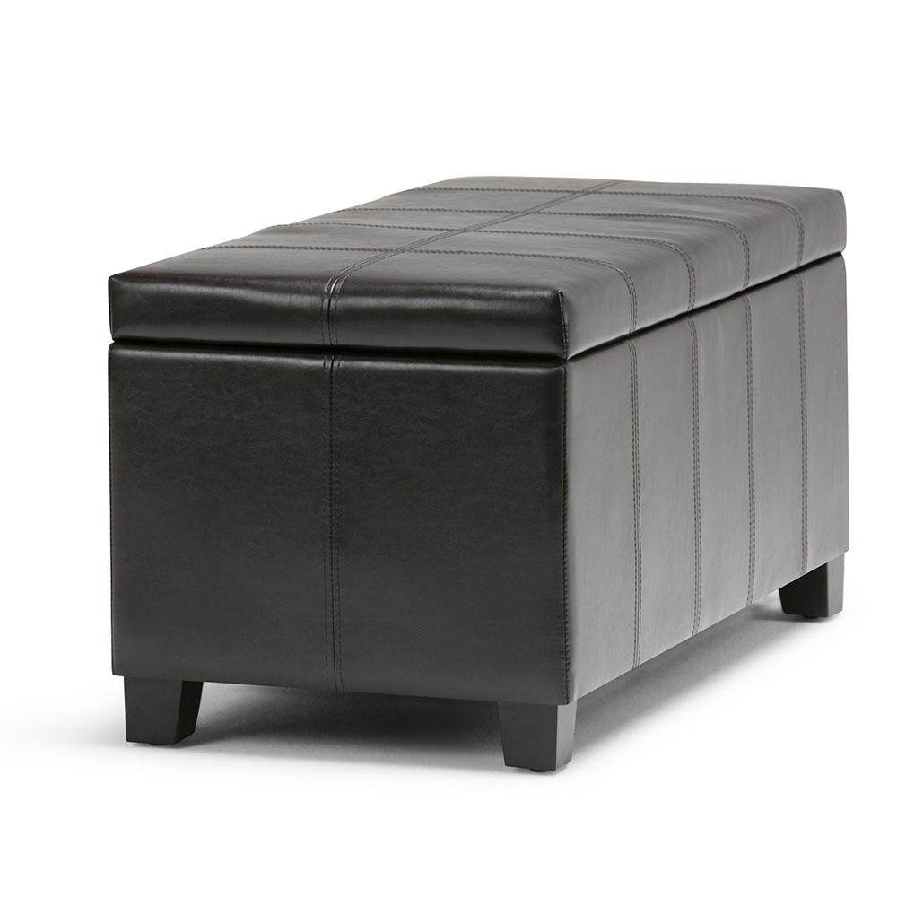 Tanners Brown Vegan Leather | Dover Vegan Leather Storage Ottoman