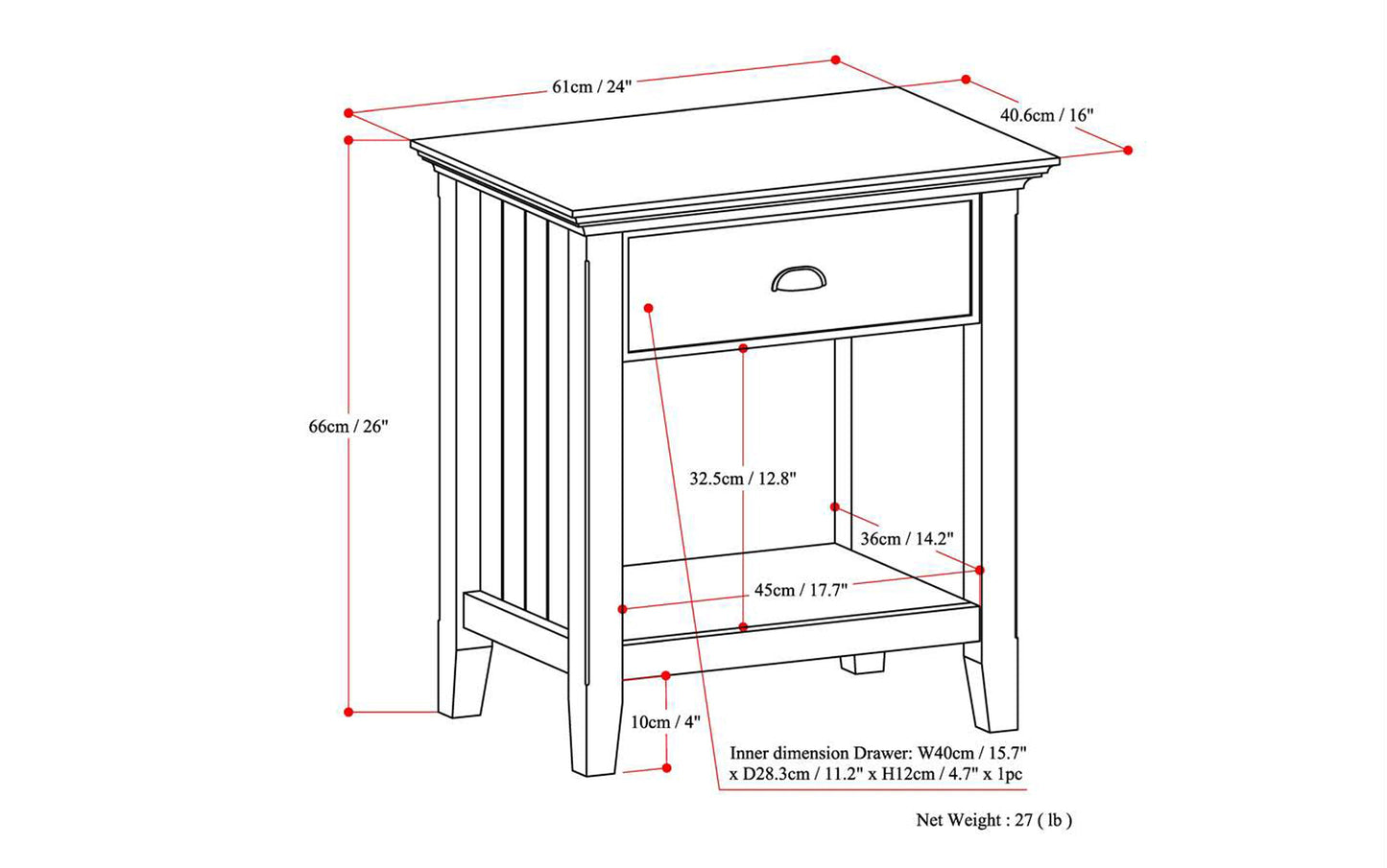 Distressed Grey | Acadian Bedside Table