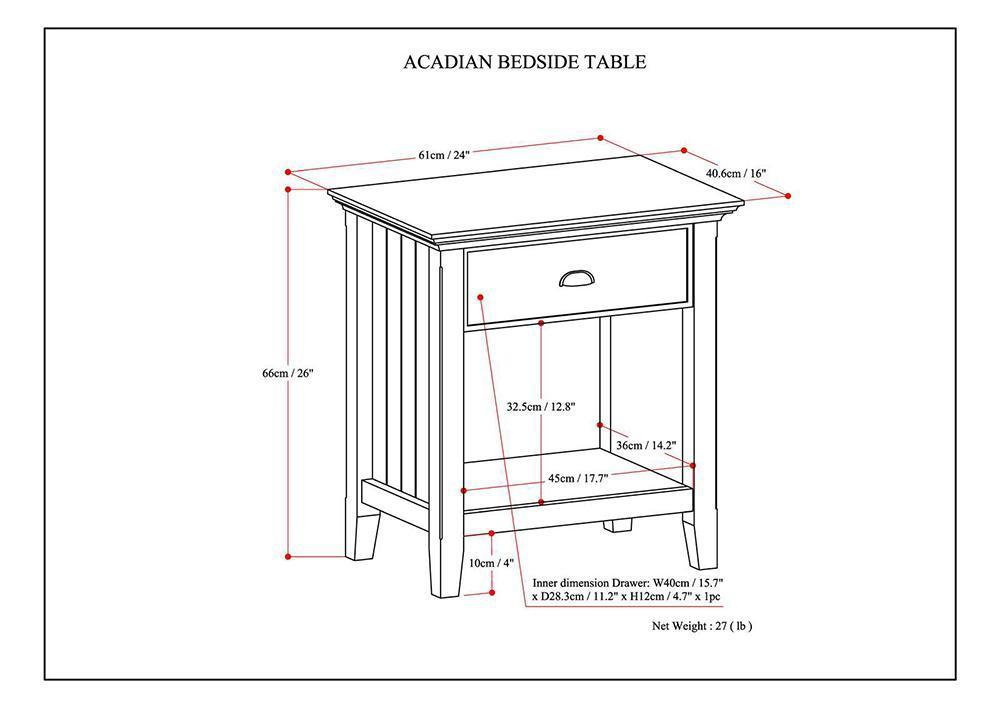 Rustic Natural Aged Brown | Acadian Bedside Table