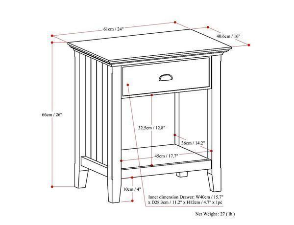 Brunette Brown | Acadian Bedside Table