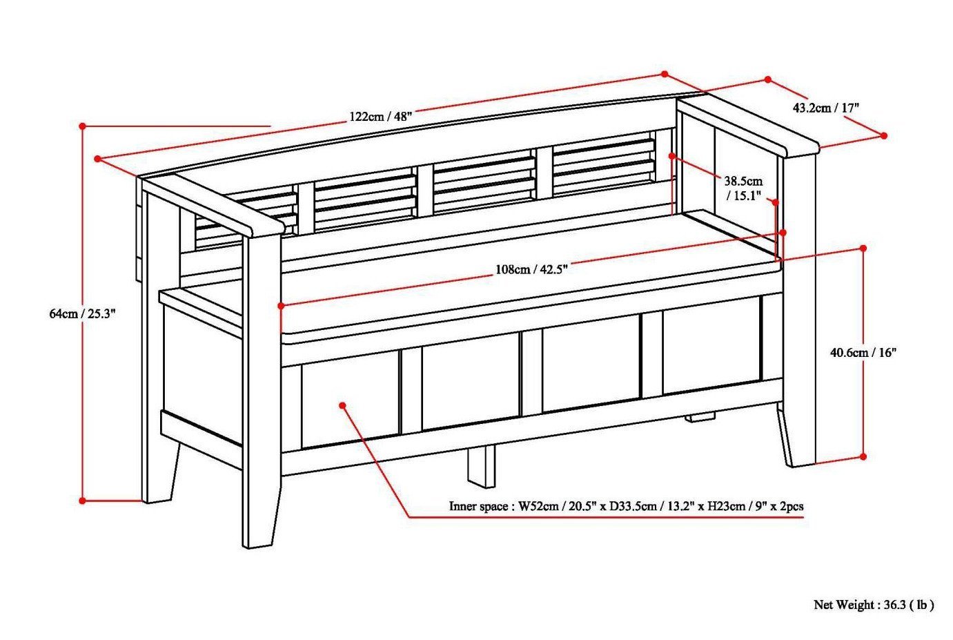 Black | Adams Entryway Bench