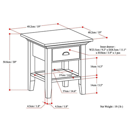 Rustic Natural Aged Brown | Redmond 19 inch End Side Table