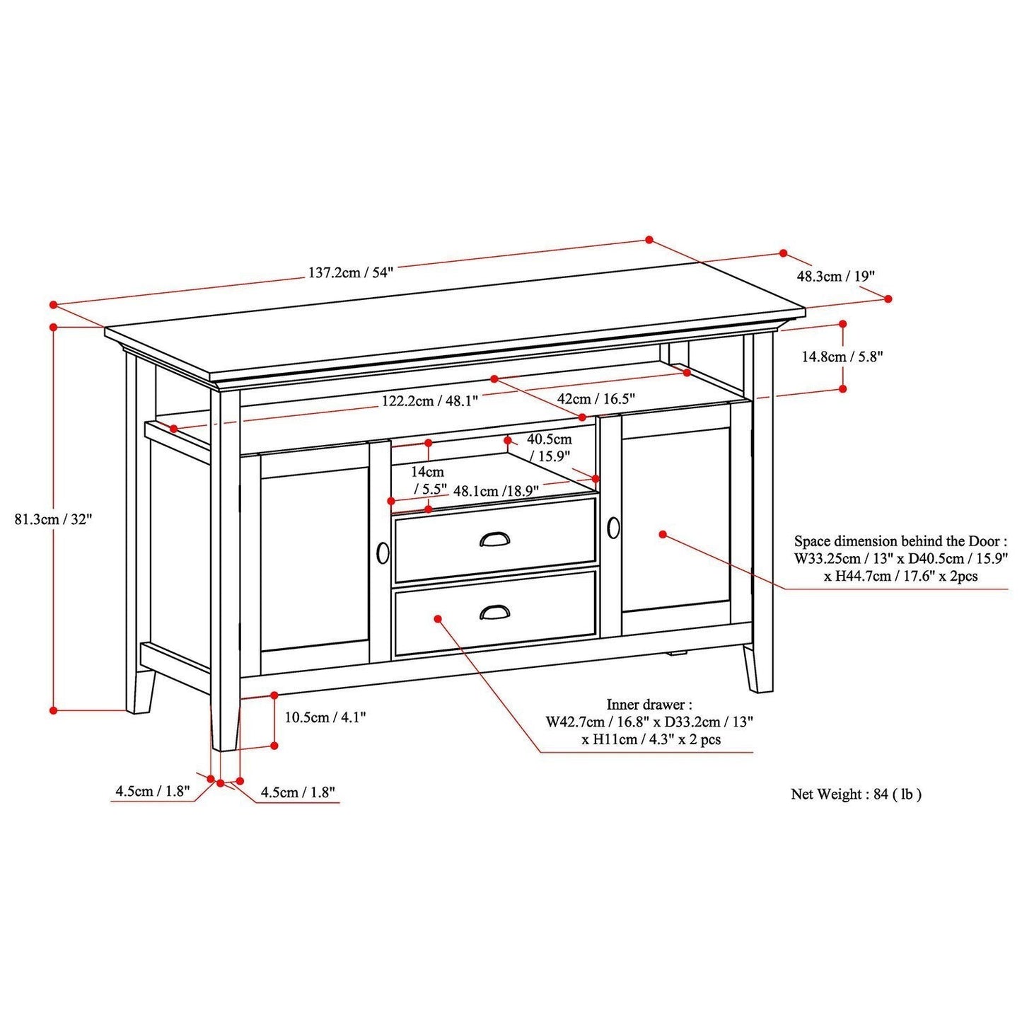 Rustic Natural Aged Brown | Redmond 54 inch Tall TV Media Stand