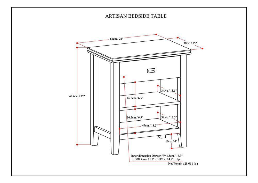 Rustic Natural Aged Brown | Artisan Bedside Table 