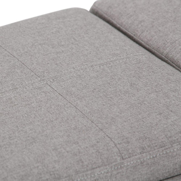 Cloud Grey Linen Style Fabric | Avalon Linen Look Storage Ottoman with Three Trays