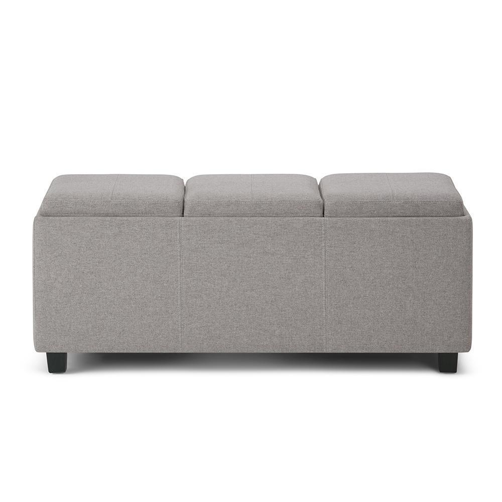 Cloud Grey Linen Style Fabric | Avalon Linen Look Storage Ottoman with Three Trays