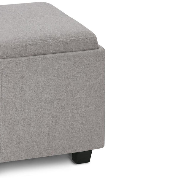 Cloud Grey Linen Style Fabric | Avalon Linen Look Storage Ottoman with Three Trays