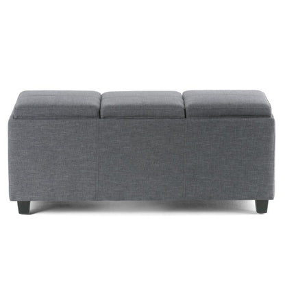 Slate Grey Linen Style Fabric | Avalon Linen Look Storage Ottoman with Three Trays