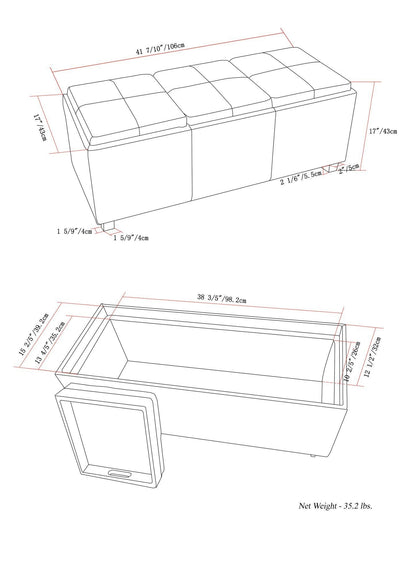 Slate Grey Linen Style Fabric | Avalon Linen Look Storage Ottoman with Three Trays