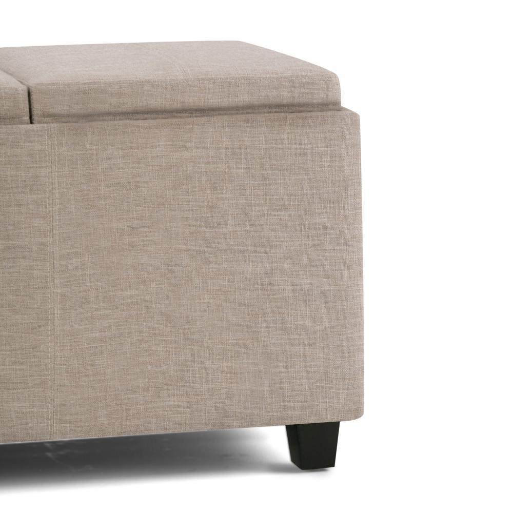 Natural Linen Style Fabric | Avalon Linen Look Storage Ottoman with Three Trays