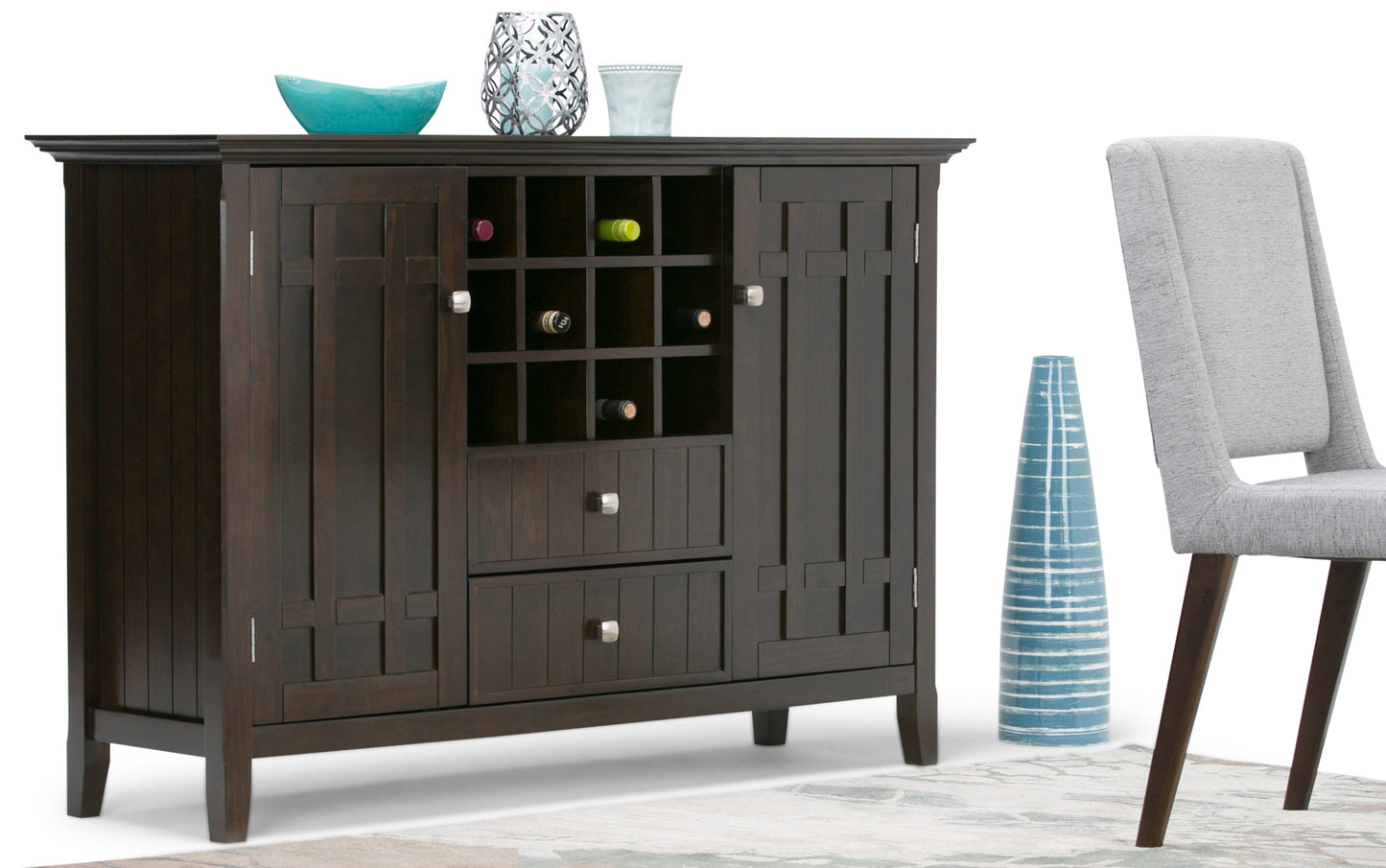 Dark Tobacco Brown | Bedford Sideboard Buffet & Winerack