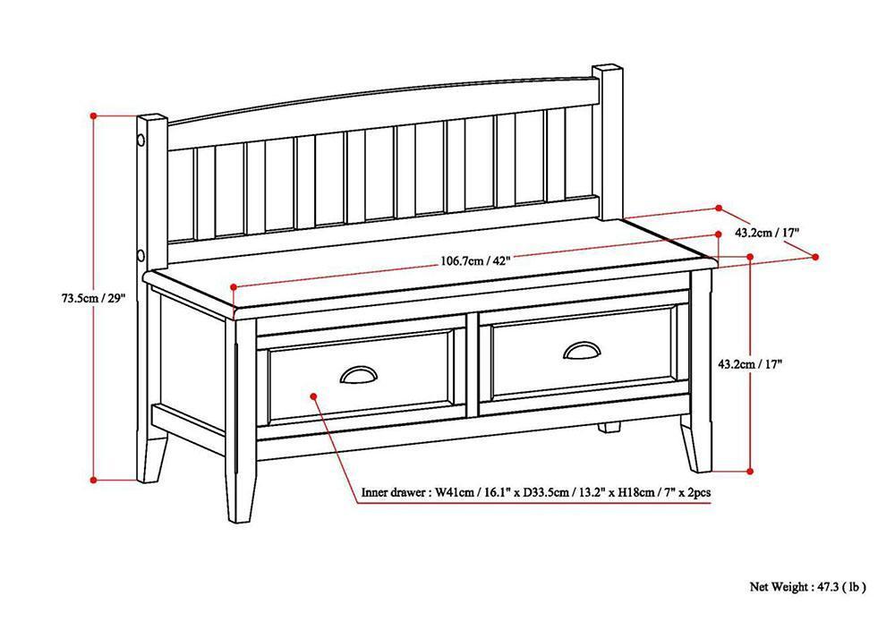 Mahogany Brown | Burlington Entryway Bench