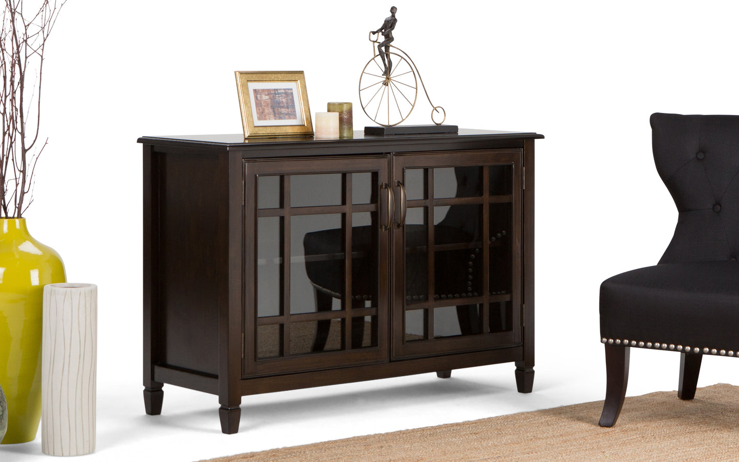 Dark Chestnut Brown | Connaught 46 x 17 x 31 inch Low Storage Cabinet in Dark Chestnut Brown