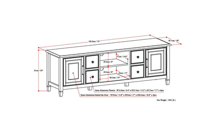 Dark Chestnut Brown | Connaught 72 x 18 x 24 inch Wide TV Stand