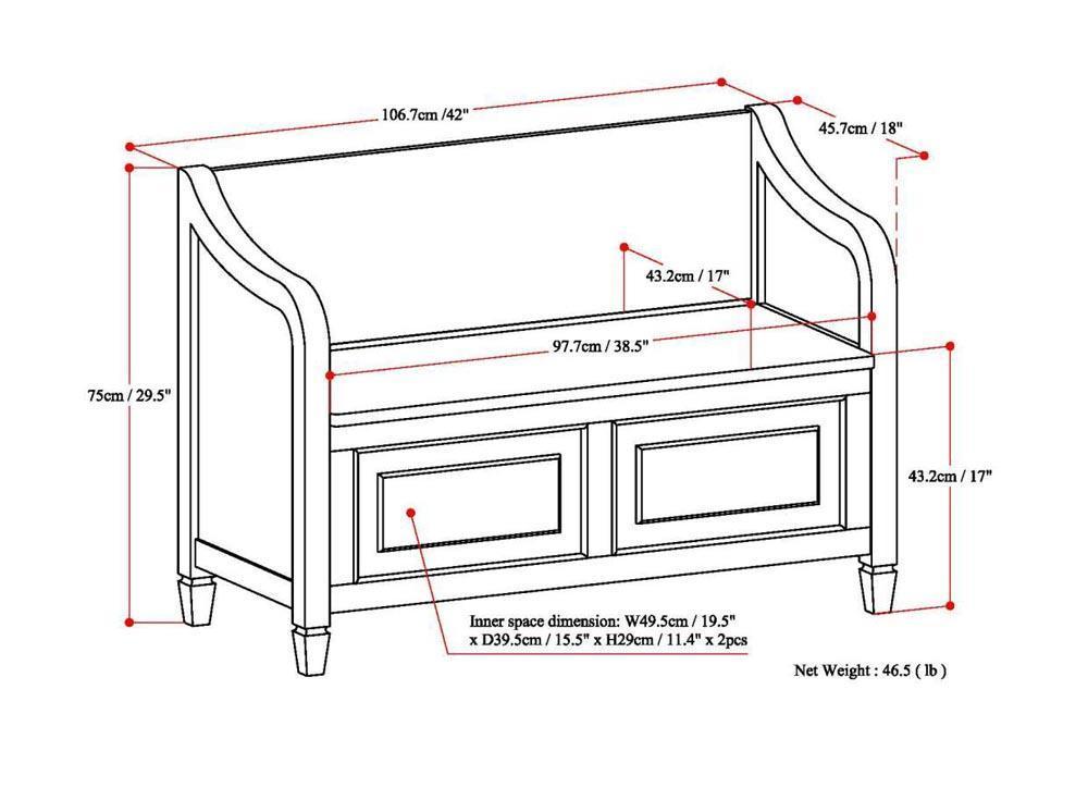 Dark Chestnut Brown | Connaught Entryway Storage Bench