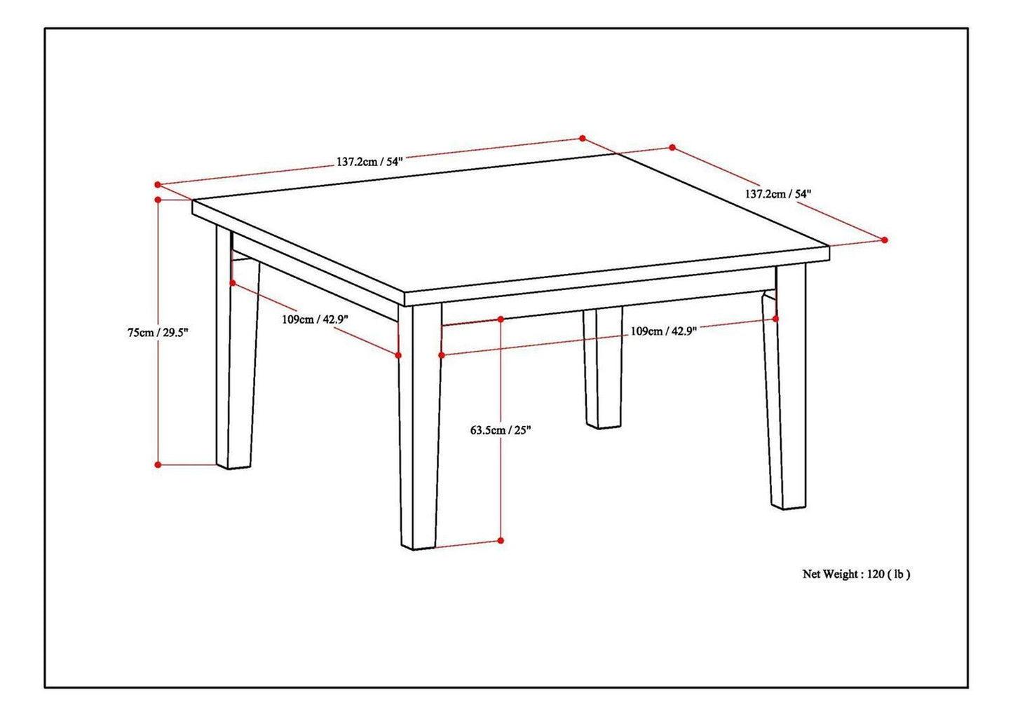 Java Brown Rubberwood | Eastwood 54 inch Square Dining Table