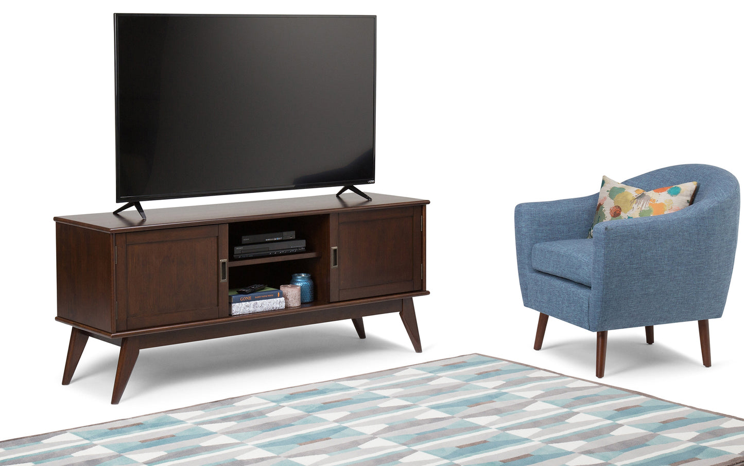 Medium Auburn Brown | Draper Mid Century Low TV Stand