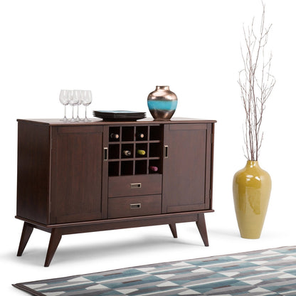 Medium Auburn Brown | Draper Mid Century Sideboard Buffet & Winerack