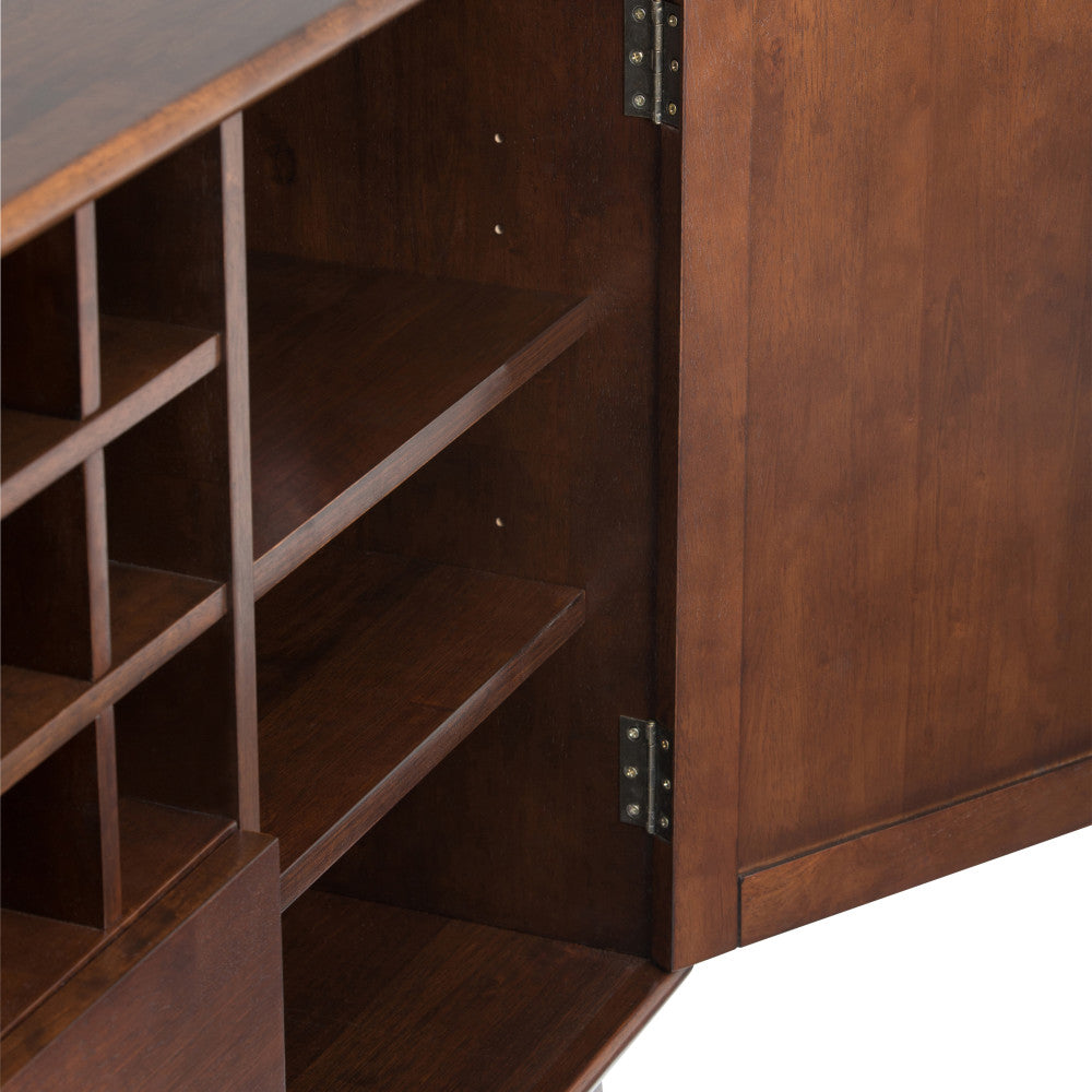 Medium Auburn Brown | Draper Mid Century Sideboard Buffet & Winerack