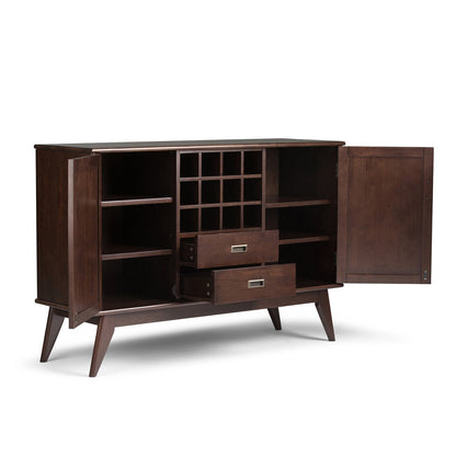 Medium Auburn Brown | Draper Mid Century Sideboard Buffet & Winerack