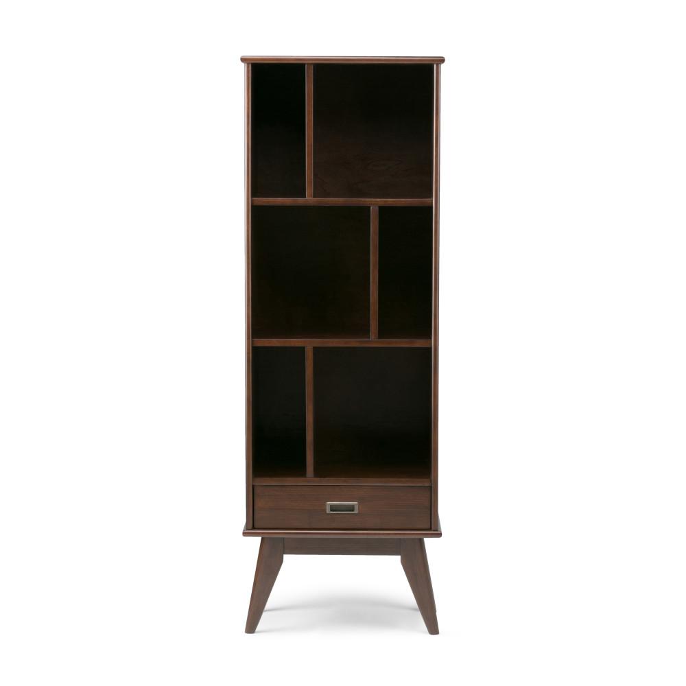 Medium Auburn Brown | Draper Mid Century Bookcase with Storage