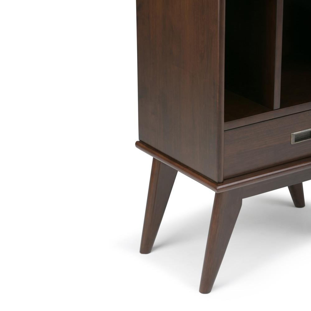 Medium Auburn Brown | Draper Mid Century Bookcase with Storage