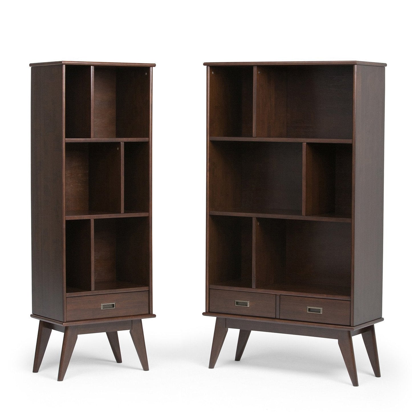 Medium Auburn Brown | Draper Mid Century Bookcase with Storage