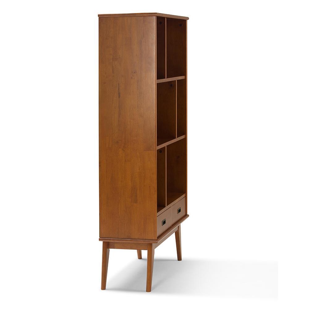 Teak Brown | Draper Mid Century 64 x 35 inch Wide Bookcase with Storage