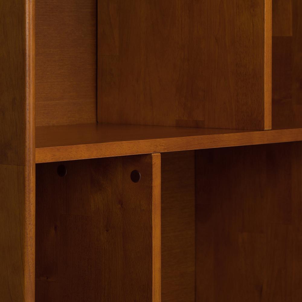 Teak Brown | Draper Mid Century 64 x 35 inch Wide Bookcase with Storage