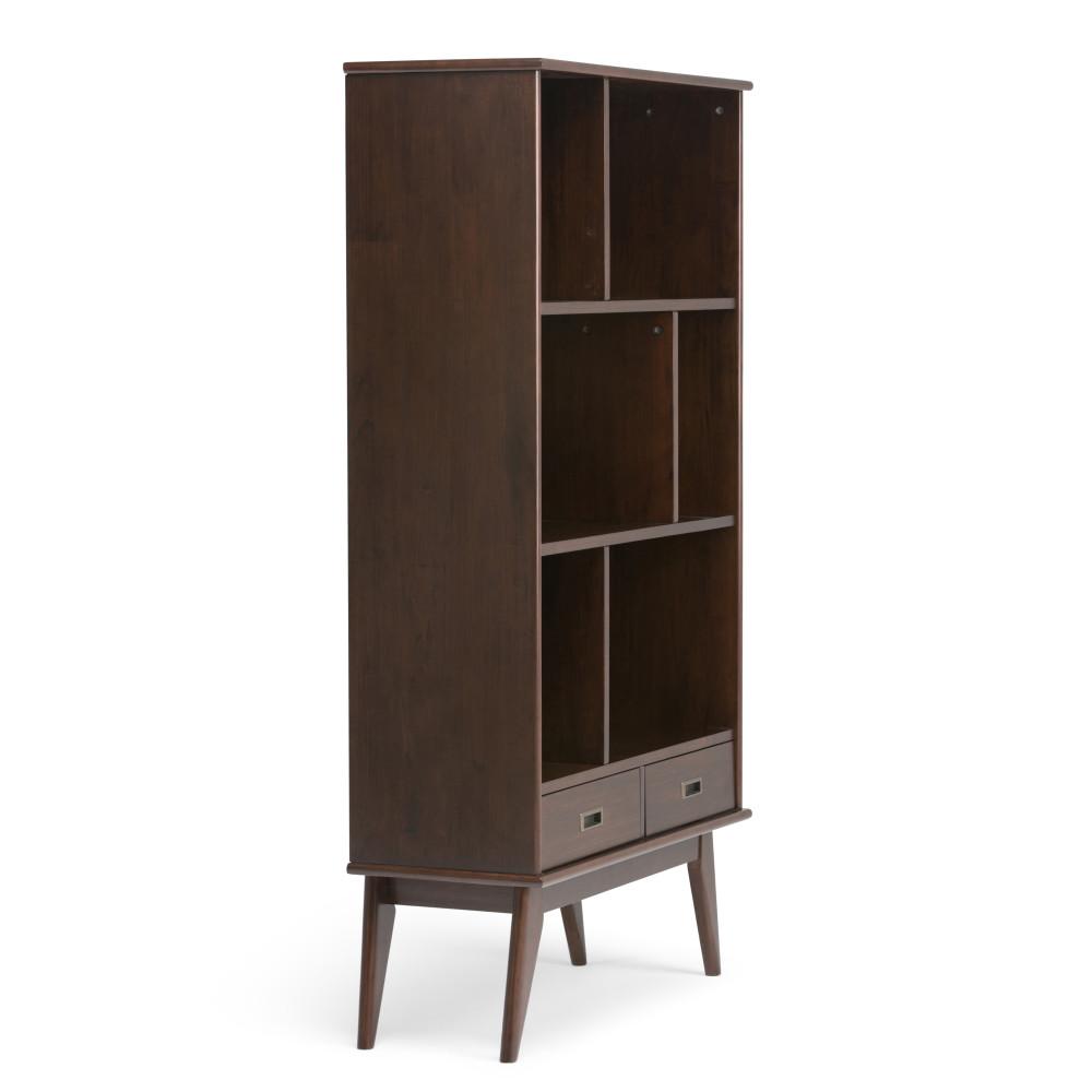 Medium Auburn Brown | Draper Mid Century 64 x 35 inch Wide Bookcase with Storage