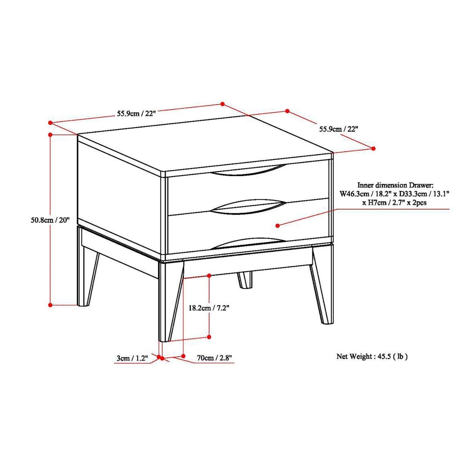 Walnut Brown | Harper 22 inch End Side Table