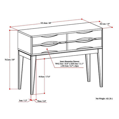 Walnut Brown | Harper 40 x 15 inch Hallway Console Table