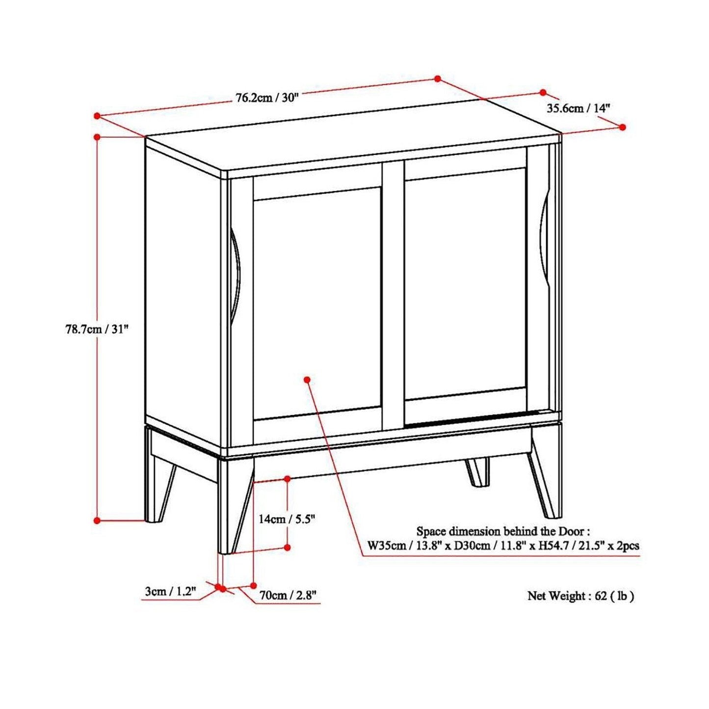 Walnut Brown | Harper 30 inch Low Storage Cabinet